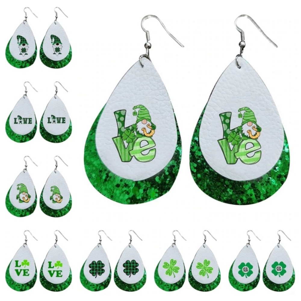 5pk St. Patricks Day Faux Leather Earrings